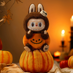 Pop Mart Labubu Happy Halloween Party Series-sitting Pumpkin Vinyl Plush Pendant